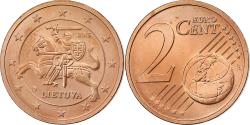 World Coins - Lithuania, 2 Euro Cent, BU, 2015, Vilnius, Copper Plated Steel,