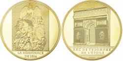 World Coins - France, Medal, Arc de Triomphe, La Résistance de 1814, 2013, Copper Gilt