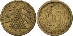 World Coins - Federal Republic of Germany, 10 Rentenpfennig, 1924, Berlin, Brass Clad Steel