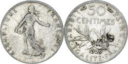 World Coins - Coin, France, Semeuse, 50 Centimes, 1909, Paris, , Silver, KM:854