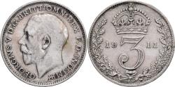 World Coins - Great Britain, George VI, 3 Pence, 1911, London, Silver,