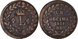 World Coins - Coin, France, Louis XVIII, Decime, 1815, Strasbourg, Countermark,