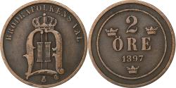 World Coins - Sweden, Oscar II, 2 Öre, 1897, Bronze, , KM:746