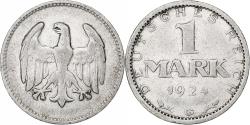 World Coins - GERMANY, WEIMAR REPUBLIC, Mark, 1924, Karlsruhe, Silver, , KM:42