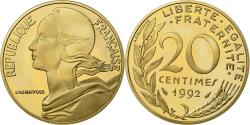 World Coins - Coin, France, Marianne, 20 Centimes, 1992, Paris, Proof,