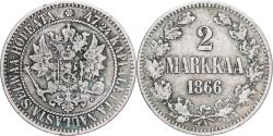 World Coins - Coin, Finland, Alexander II, 2 Markkaa, 1866, Helsinki, , Silver