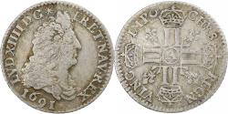 World Coins - France, Louis XIV, 1/12 Ecu aux 8 L, 1691, Paris, Silver, , Gadoury:118