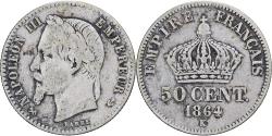 World Coins - France, Napoleon III, 50 Centimes, 1864, Bordeaux, Silver,