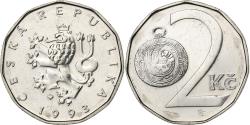 World Coins - Czech Republic, 2 Koruny, 1993, Nickel plated steel, , KM:9