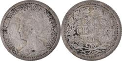 World Coins - Coin, Netherlands, Wilhelmina I, 25 Cents, 1919, Utrecht, , Silver
