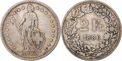 World Coins - Switzerland, 2 Francs, Helvetia, 1886, Bern, Silver, , KM:21