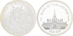 World Coins - Laos, 500 Kip, Panthera Tigris, 2019, F15, Silver,