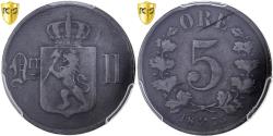 World Coins - Norway, Oscar II, 5 Öre, 1875, Kongsberg, Bronze, PCGS, , KM:349