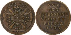 World Coins - France, 20 Sols, 1708, Lille, siège de Lille, Copper,