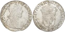 World Coins - France, Louis XIV, 1/2 Écu à la mèche longue, 1651, Bayonne, Silver.