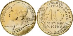 World Coins - France, 10 Centimes, Marianne, 1988, Paris, FDC, Aluminum-Bronze,