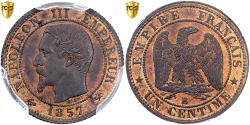 World Coins - France, Napoleon III, 1 Centime, 1857, Rouen, Piéfort, Bronze, PCGS,
