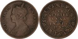 World Coins - INDIA-BRITISH, Victoria, 1/4 Anna, 1892, Calcutta, Copper, , KM:486
