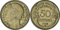 World Coins - France, 50 Centimes, Morlon, 1939, Bruxelles, Aluminum-Bronze,