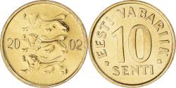 World Coins - Coin, Estonia, 10 Senti, 2002, no mint, , Aluminum-Bronze, KM:22