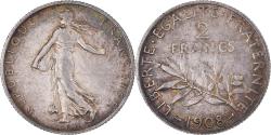 World Coins - Coin, France, Semeuse, 2 Francs, 1908, Paris, , Silver, KM:845.1