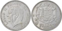 World Coins - Coin, Monaco, Louis II, 5 Francs, 1945, , Aluminum, KM:122
