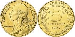World Coins - France, 5 Centimes, Marianne, 1974, Monnaie de Paris, série FDC