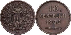 World Coins - San Marino, 10 Centesimi, 1935, Rome, Bronze, , KM:13