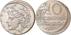 World Coins - Coin, Brazil, 10 Centavos, 1967, error off center strike,