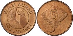World Coins - Iceland, 5 Aurar, 1981, Bronze, , KM:24