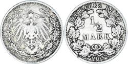 World Coins - Coin, GERMANY - EMPIRE, 1/2 Mark, 1905, Stuttgart, , Silver, KM:17