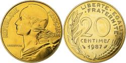 World Coins - France, 20 Centimes, Marianne, 1987, Paris, FDC, Aluminum-Bronze,