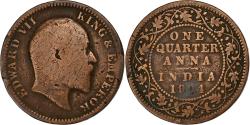 World Coins - INDIA-BRITISH, Edward VII, 1/4 Anna, 1904, Calcutta, Copper, , KM:501
