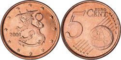 World Coins - Finland, 5 Euro Cent, 2001, Vantaa, , Copper Plated Steel, KM:100