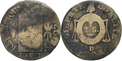World Coins - France, Sol à la balance Françoise, 1793 / AN II, Lyon, Métal de cloche