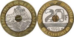 World Coins - France, 20 Francs, Mont Saint-Michel, 1993, Paris, Tri-Metallic,