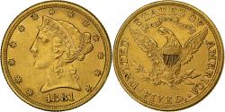 Us Coins - United States, $5, Half Eagle, Coronet Head, 1881, U.S. Mint, Gold,
