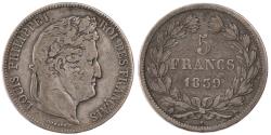 World Coins - Coin, France, Louis-Philippe, 5 Francs, 1839, Bordeaux, , Silver