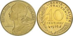 World Coins - France, 10 Centimes, Marianne, 1976, Paris, FDC, Aluminum-Bronze,