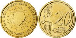 World Coins - Netherlands, Beatrix, 20 Euro Cent, 2007, Utrecht, BU, , Nordic gold