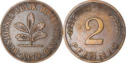 World Coins - Coin, GERMANY - FEDERAL REPUBLIC, 2 Pfennig, 1959, Hambourg, , Bronze