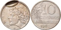 World Coins - Coin, Brazil, 10 Centavos, 1967, error partial brockage,