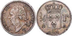 World Coins - France, Louis XVIII, 1/4 Franc, 1824, Paris, Silver, , Gadoury:352