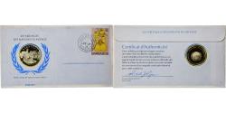 World Coins - Barbados, Medal + stamp, United Nations, 1976, Silver, Proof,