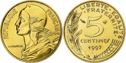 World Coins - France, 5 Centimes, Marianne, 1997, Paris, BU, Aluminum-Bronze,