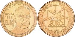 World Coins - France, Medal, 1 Euro Essai De Gaulle, 1998, Copper Gilt,