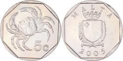 World Coins - Coin, Malta, 5 Cents, 2005, British Royal Mint, , Copper-nickel, KM:95
