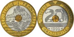 World Coins - Coin, France, Mont Saint Michel, 20 Francs, 1999, Pessac, FDC,