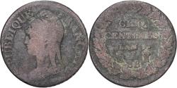 World Coins - France, 5 Centimes, Dupré, AN 9, Strasbourg, Bronze, , Gadoury:126b