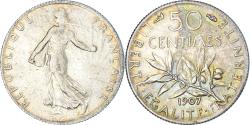 World Coins - Coin, France, Semeuse, 50 Centimes, 1907, Paris, , Silver, KM:854
